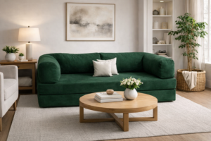 Sofá Cama Teddy S – Sofá Convertible Minimalista en Felpa o Lino | 150 cm | 21 Colores